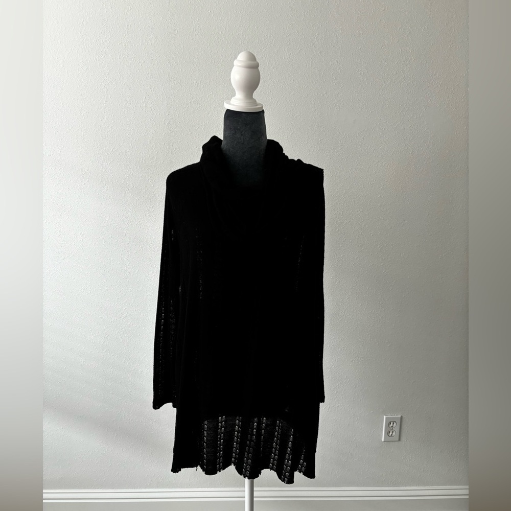 PPLA Black Eyelet Turtleneck Sweater